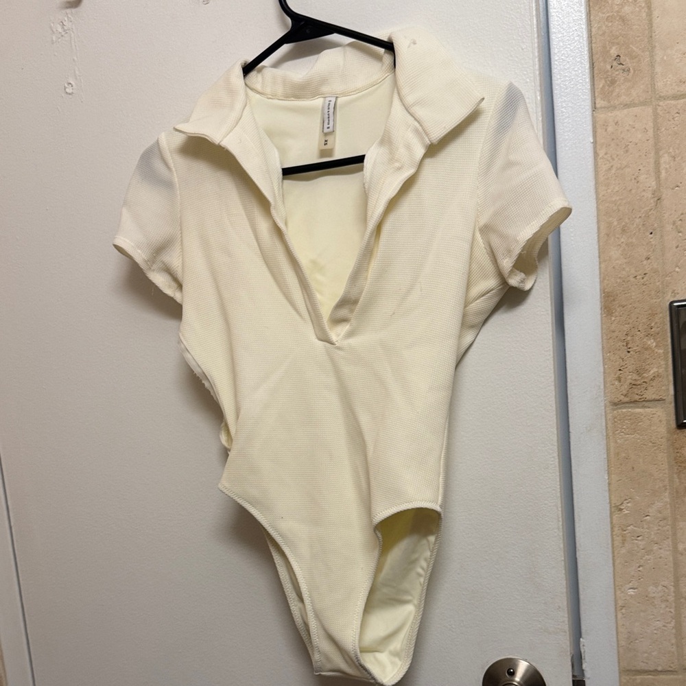 SOLID & STRIPED Ivory Collared Bodysuit - Picture 2 of 6